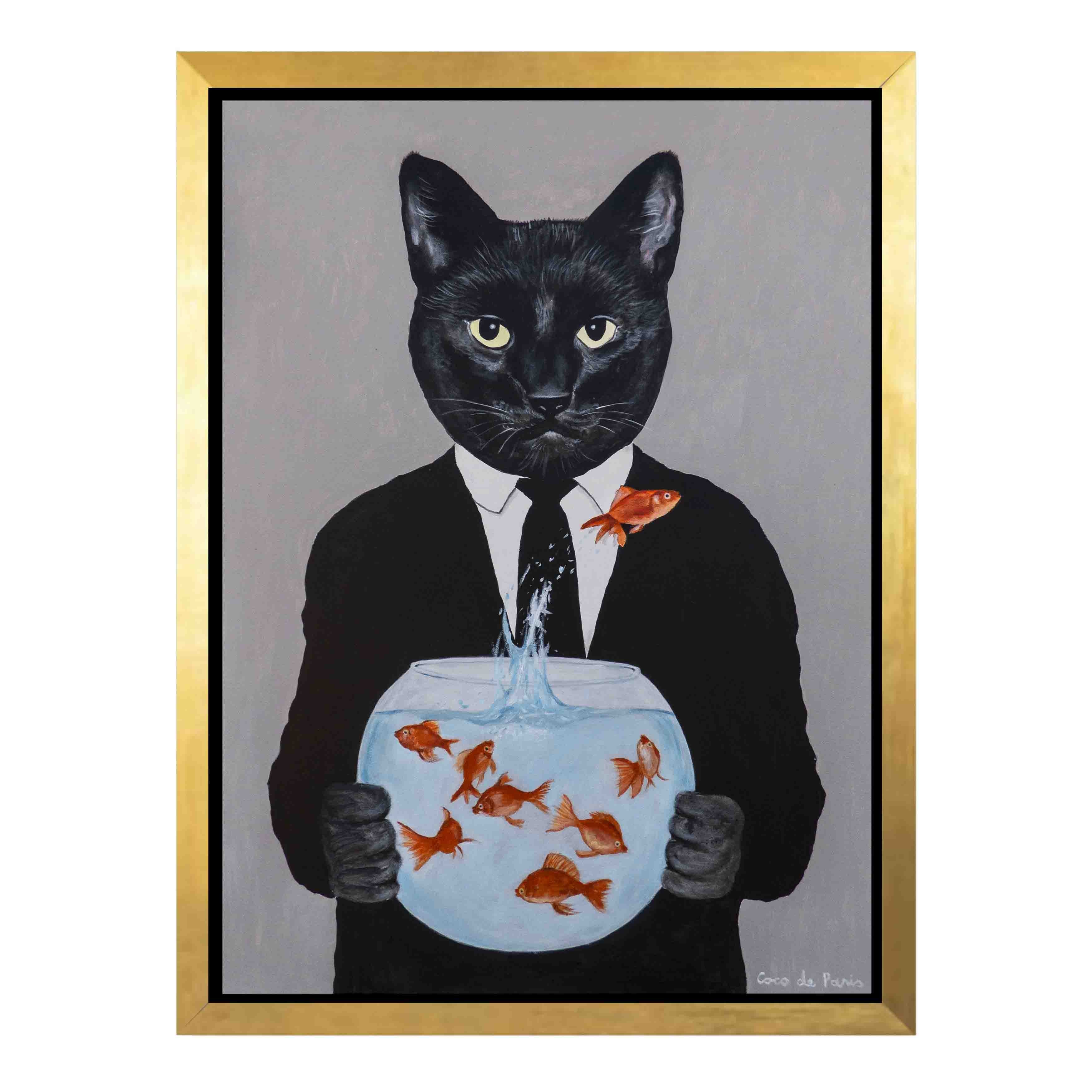 BLACK CAT WITH FISHBOWL