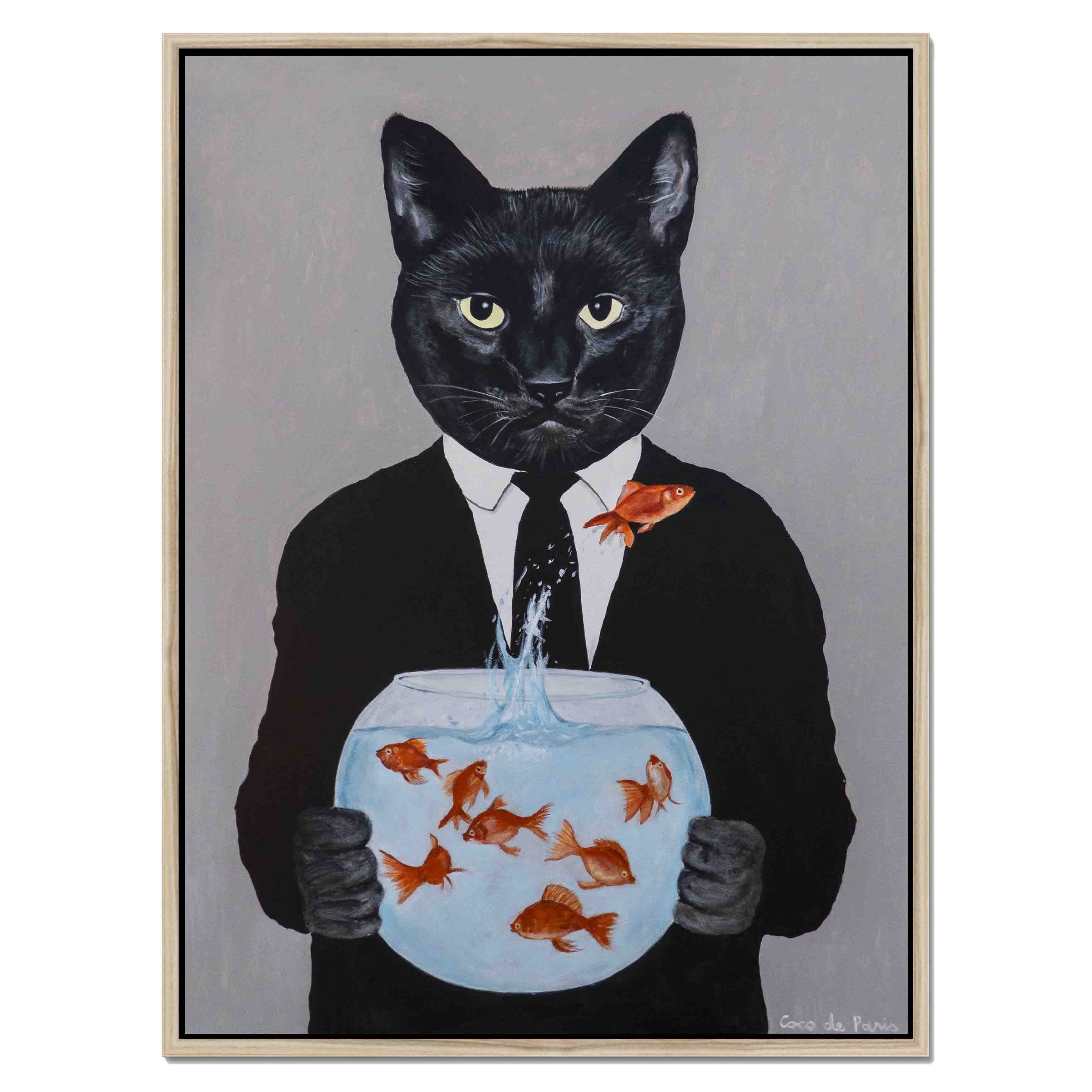 BLACK CAT WITH FISHBOWL