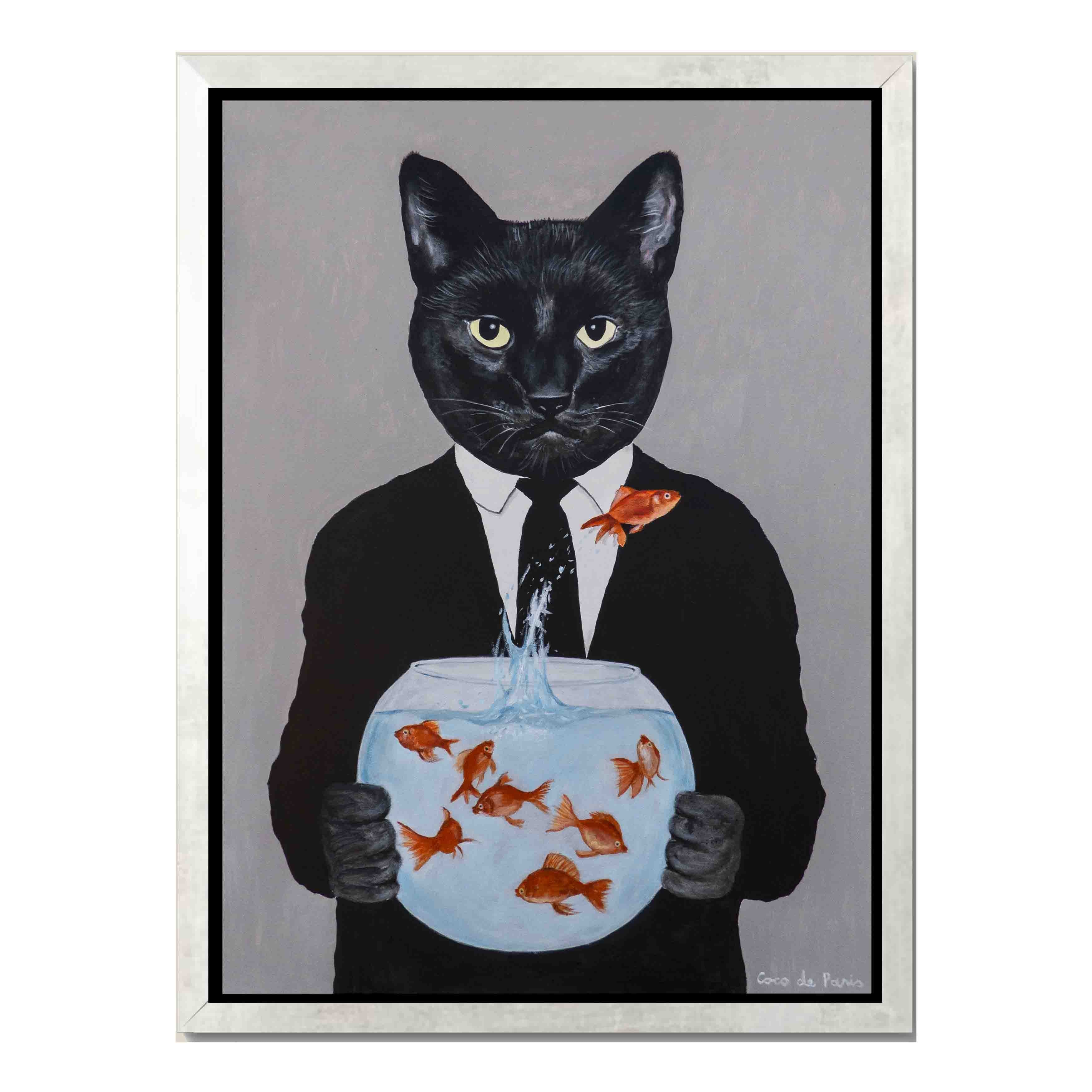 BLACK CAT WITH FISHBOWL