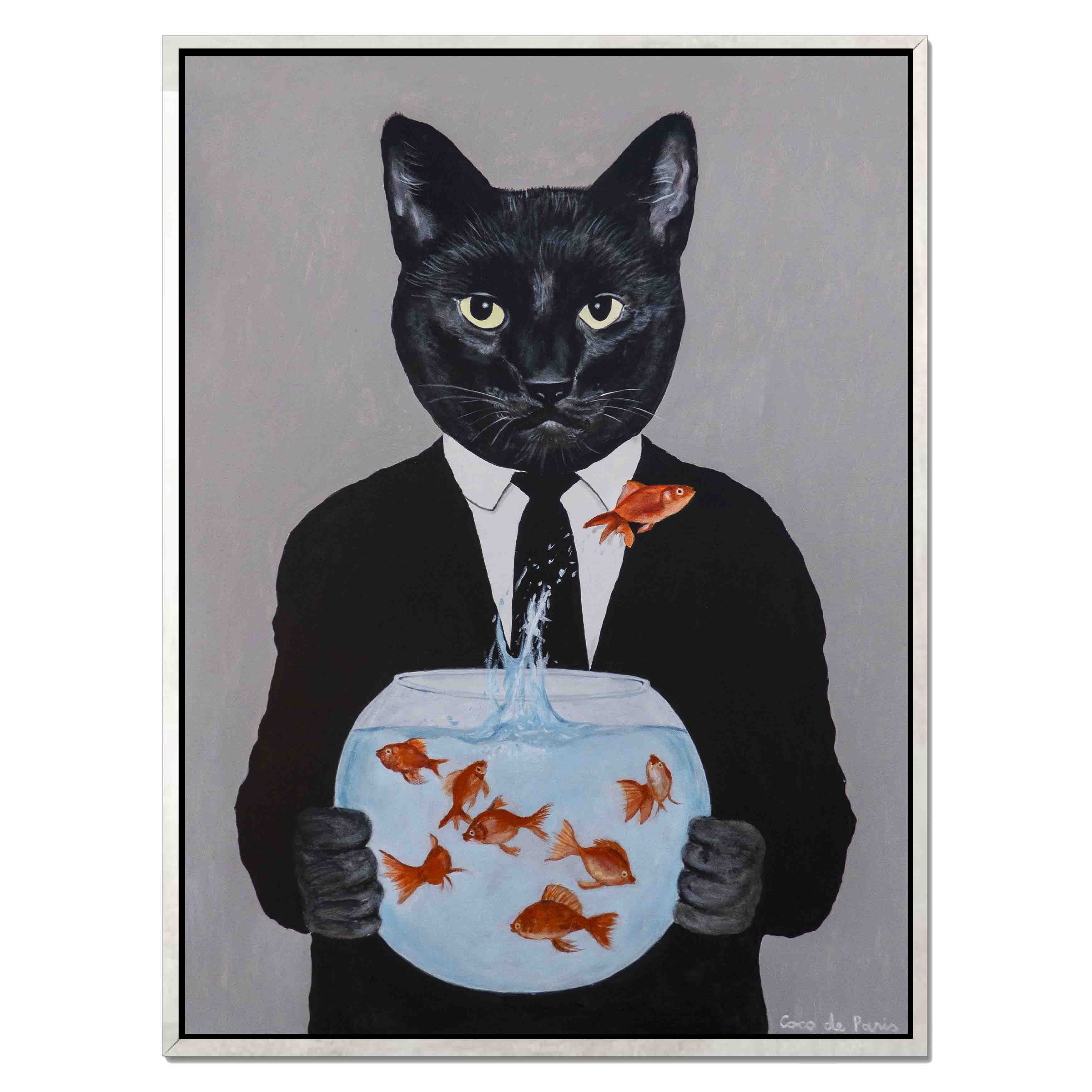 BLACK CAT WITH FISHBOWL
