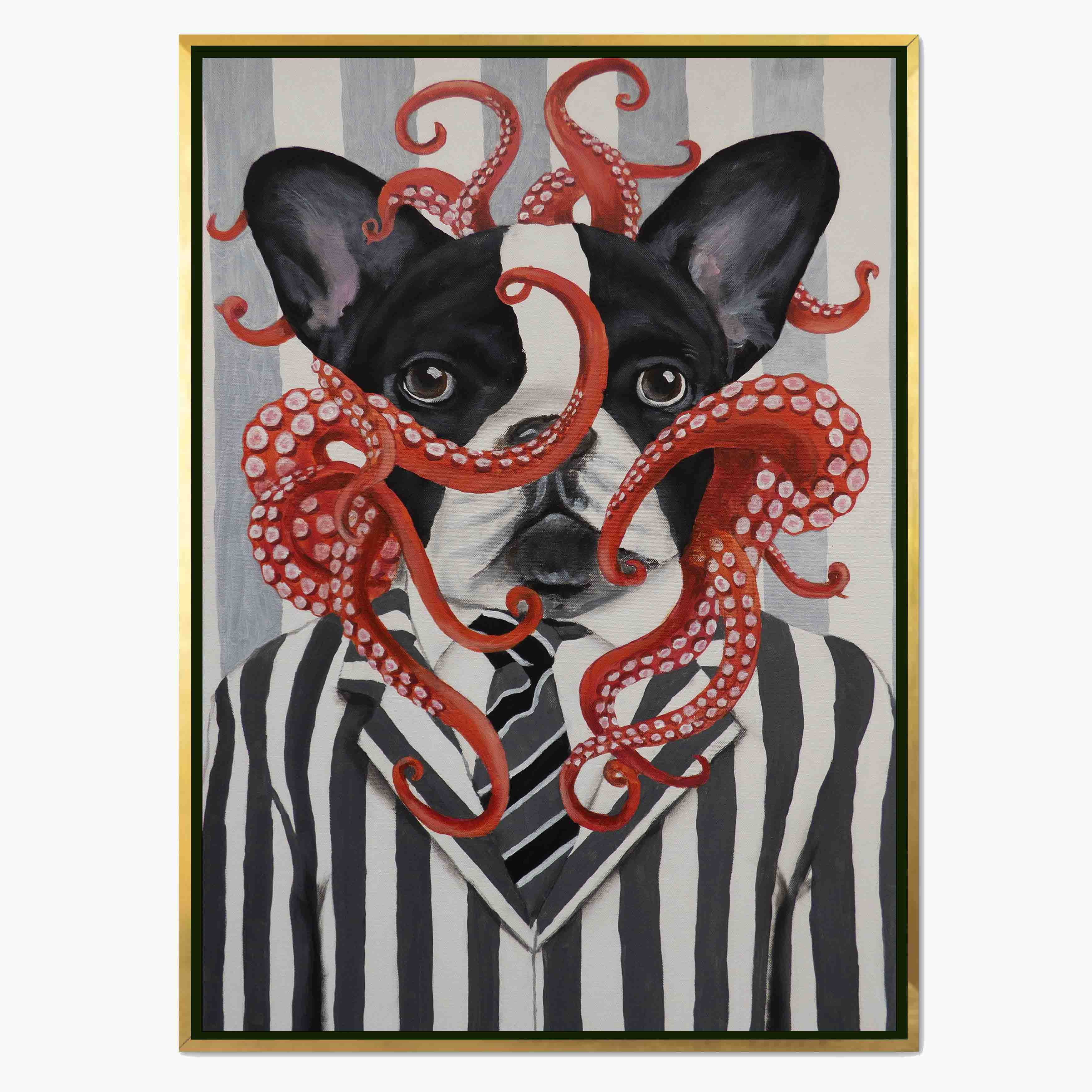 FRENCH BULLDOG WITH OCTOPUS