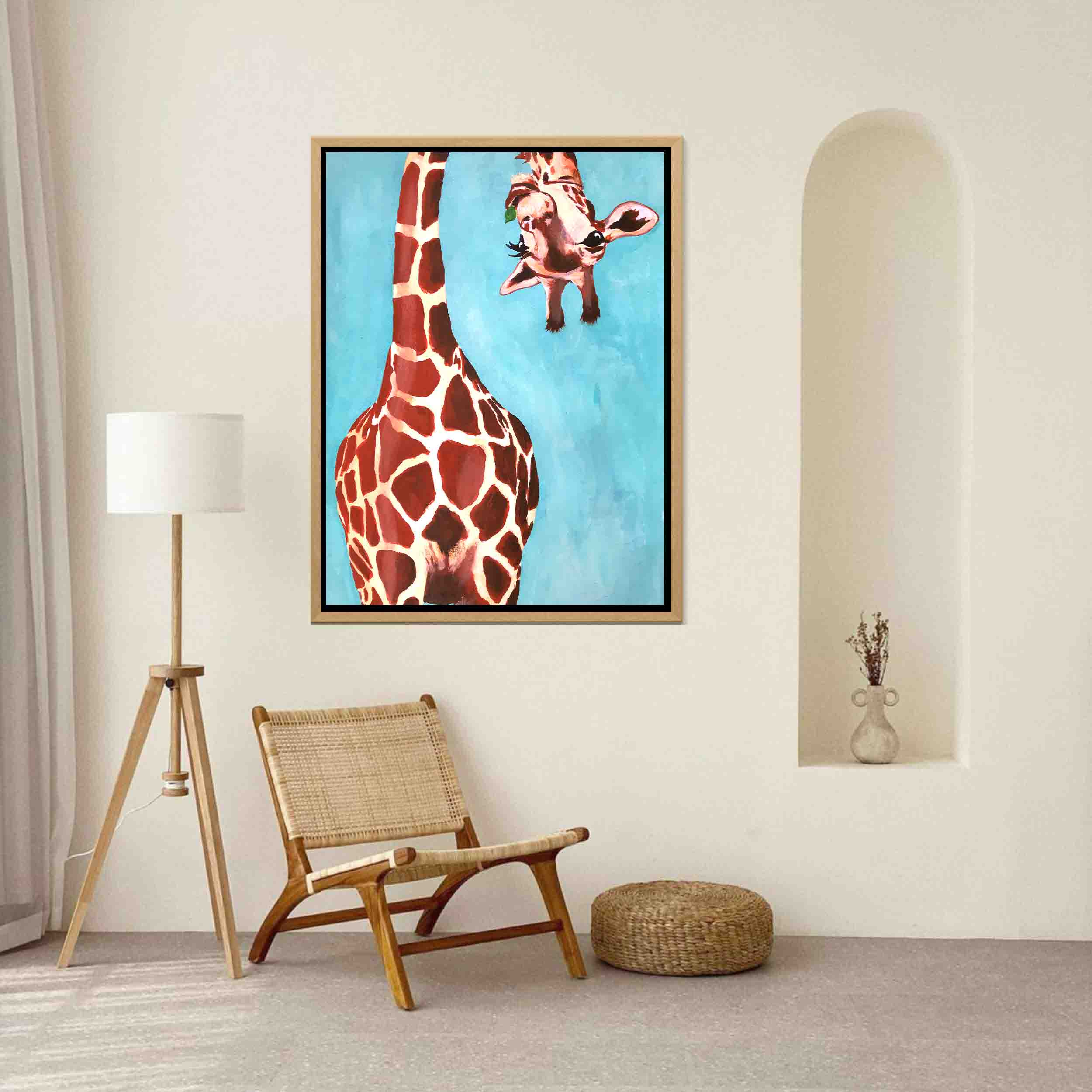 GIRAFFE WITH GREEN LEAVE