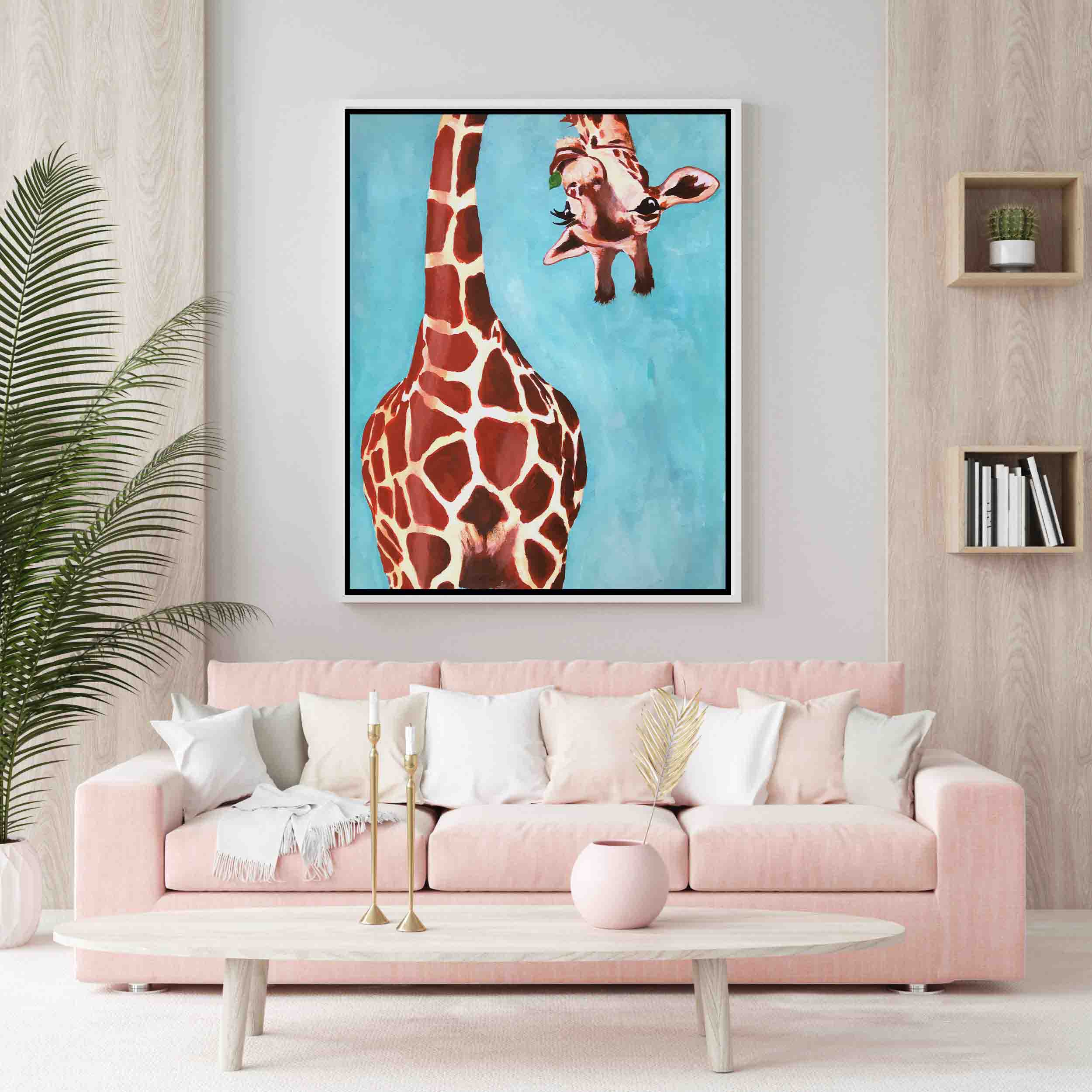 GIRAFFE WITH GREEN LEAVE