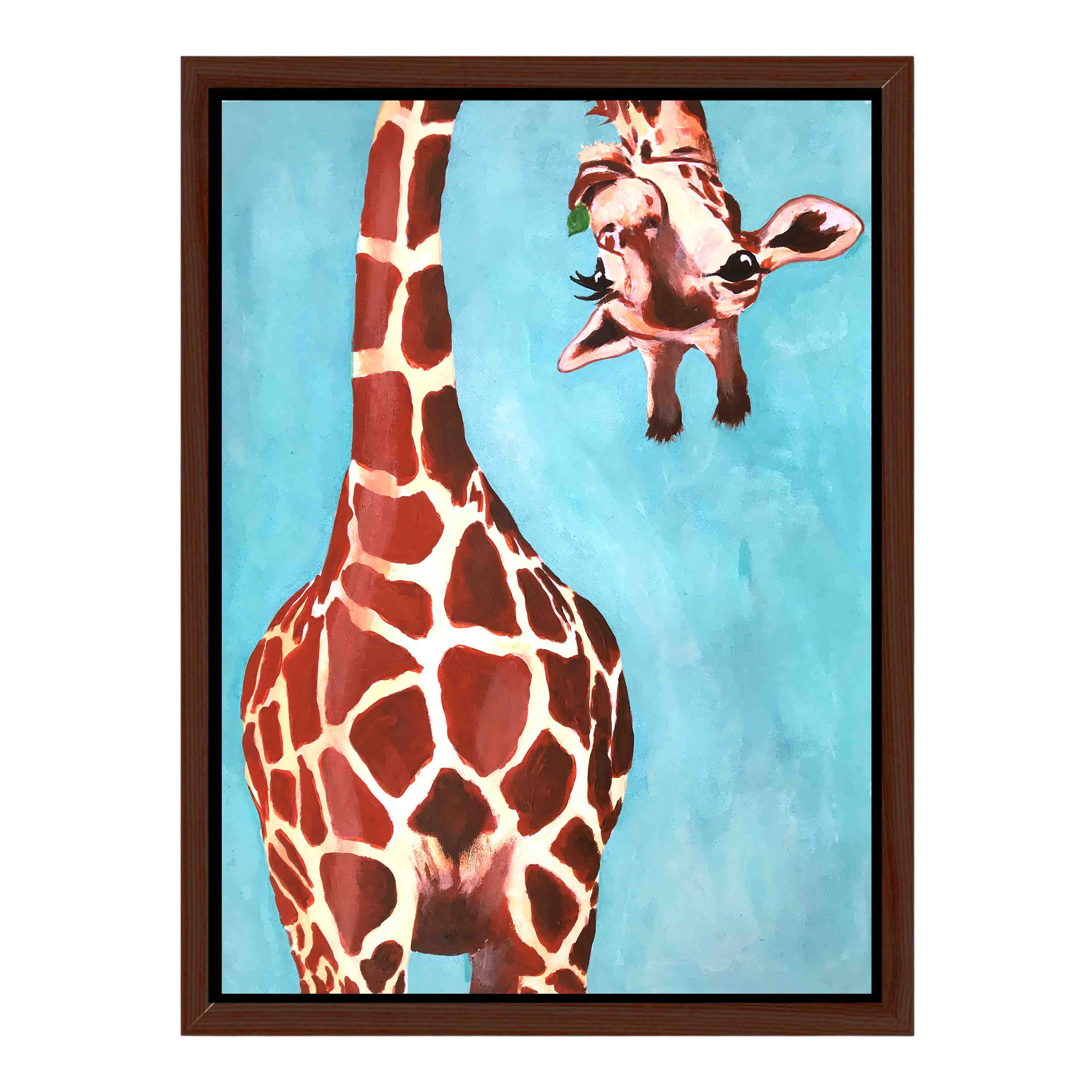 GIRAFFE WITH GREEN LEAVE