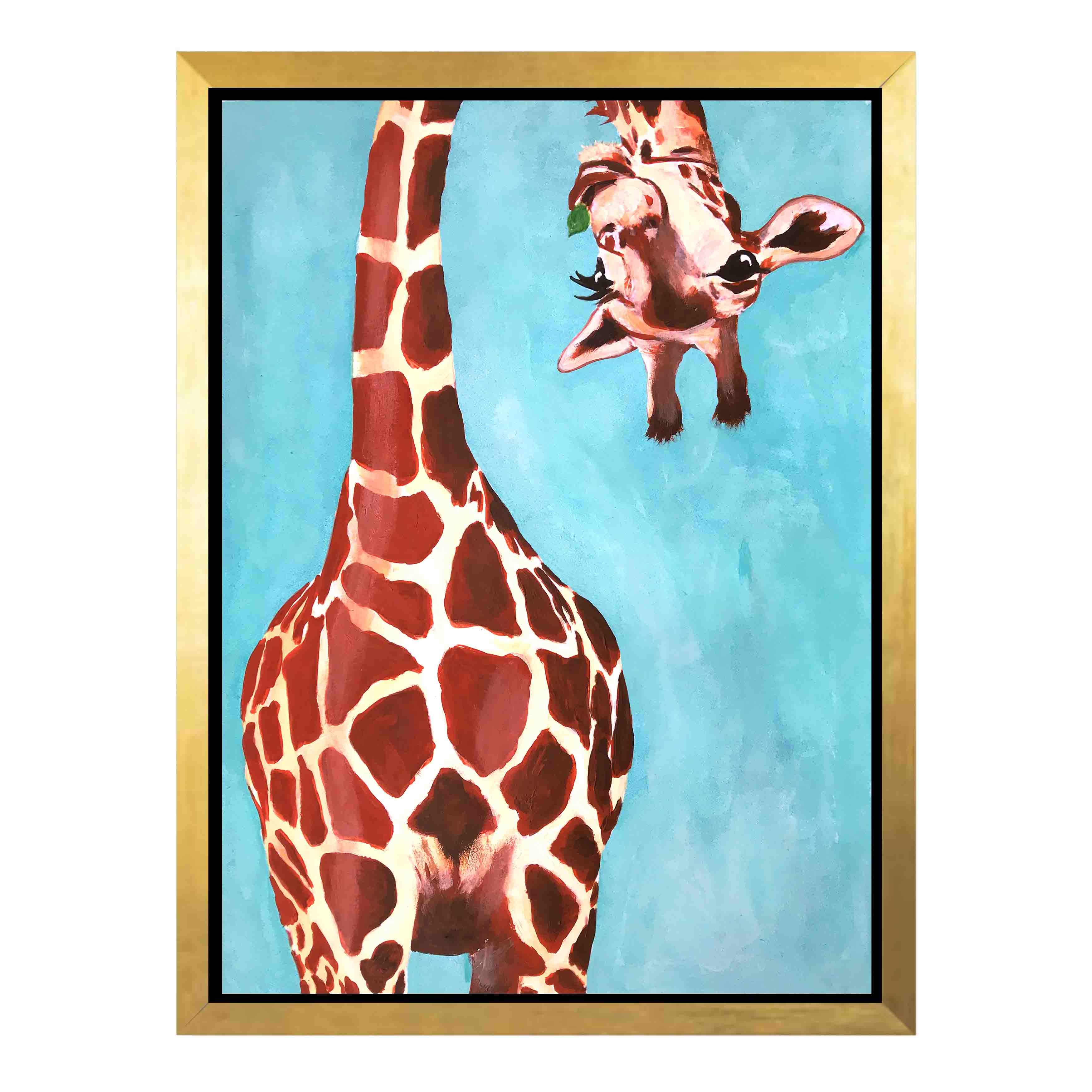 GIRAFFE WITH GREEN LEAVE