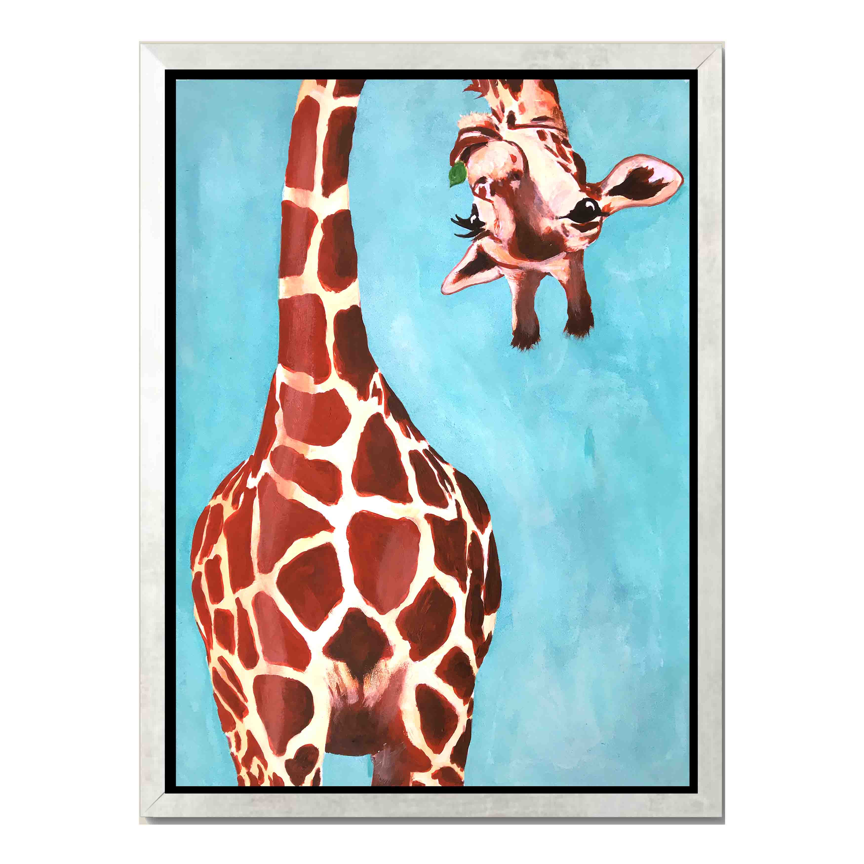 GIRAFFE WITH GREEN LEAVE