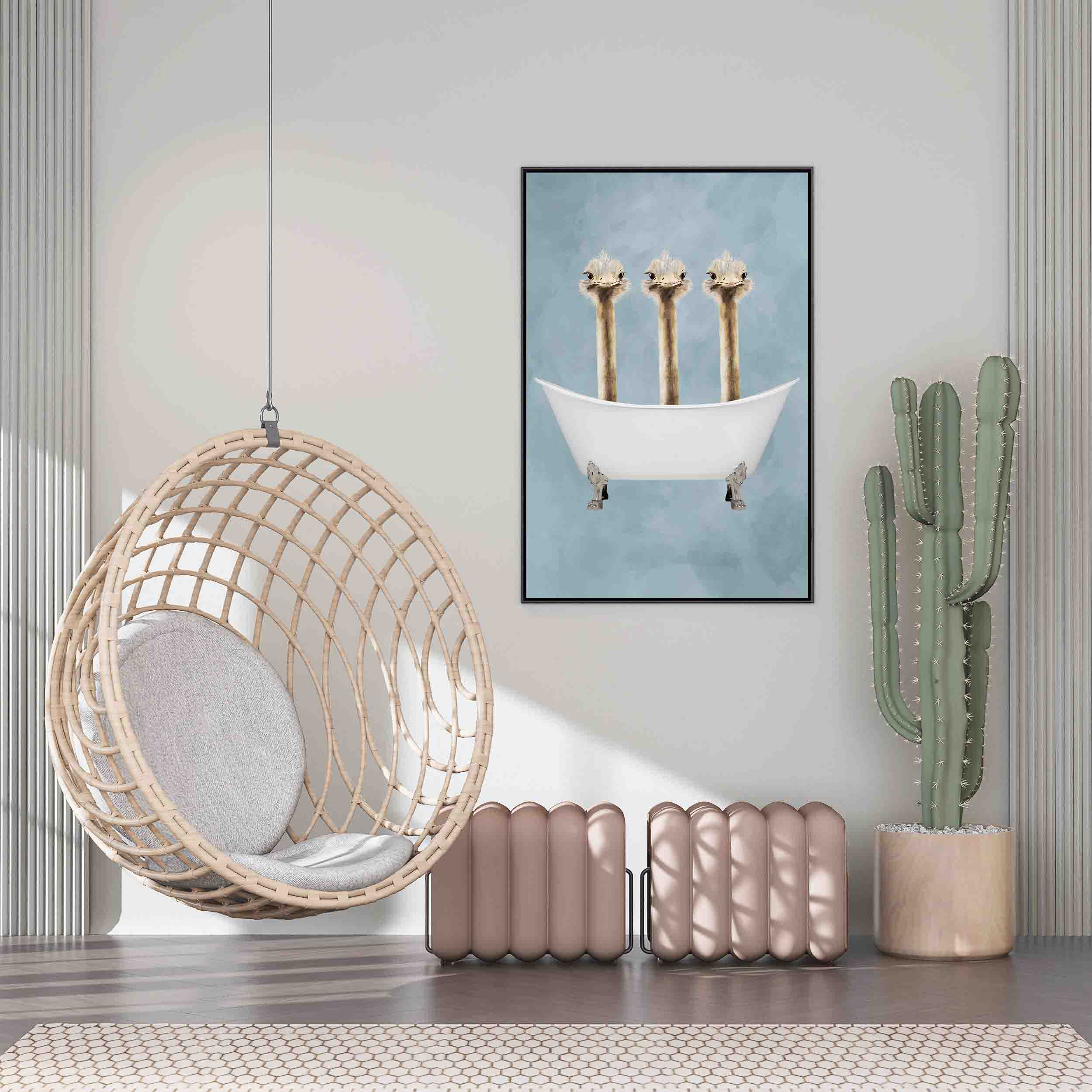 OSTRICHES IN BATHTUB