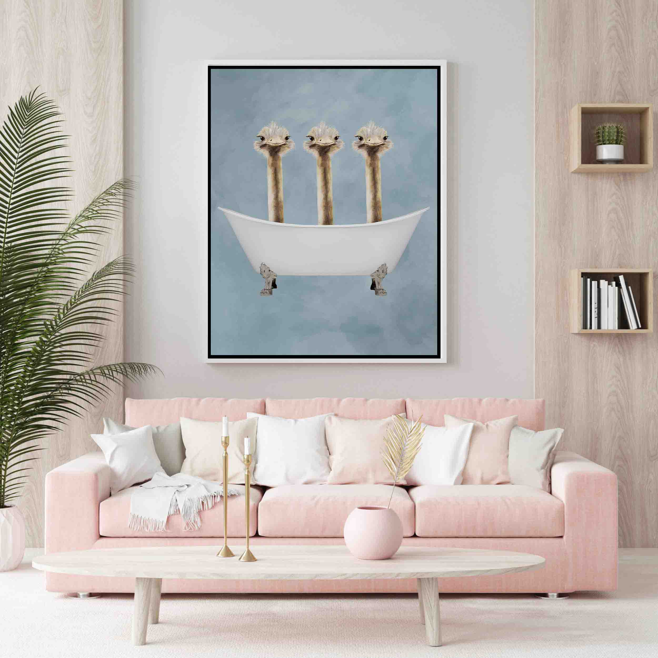 OSTRICHES IN BATHTUB