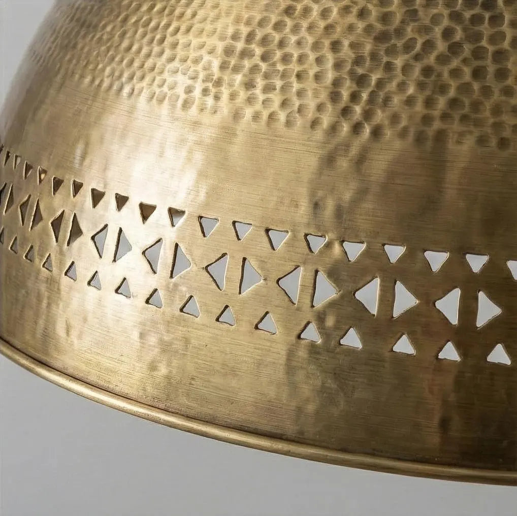 Handmade Moroccan Brass Dome Pendant Light | Boho Rustic Ceiling Lamp for Kitchen Island & Dining Room