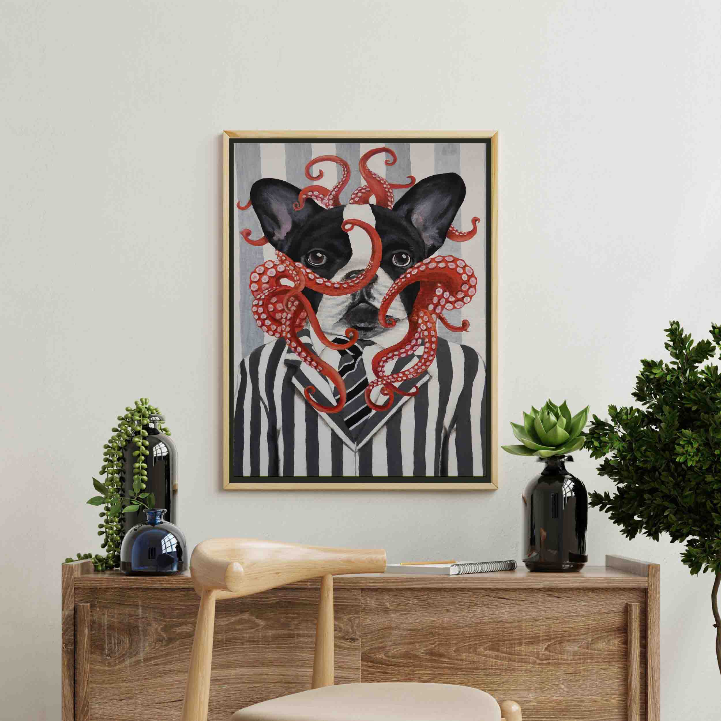 FRENCH BULLDOG WITH OCTOPUS